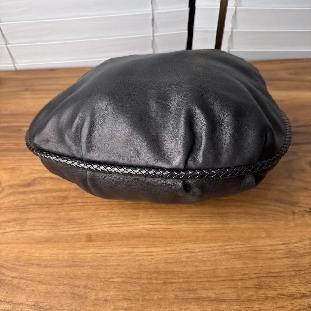 Michael Kors Skorpios Hobo Shoulder Bag Black Pebbled Leather Braided Handle